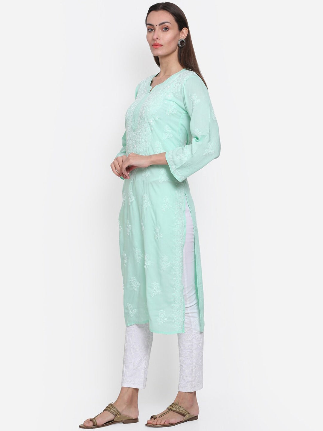 Hand Embroidered Chikankari Modal Straight Kurta- PC3490