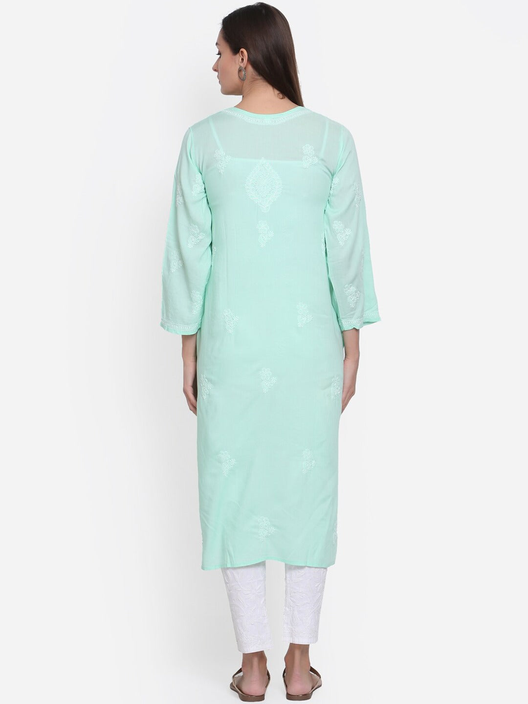 Hand Embroidered Chikankari Modal Straight Kurta- PC3490