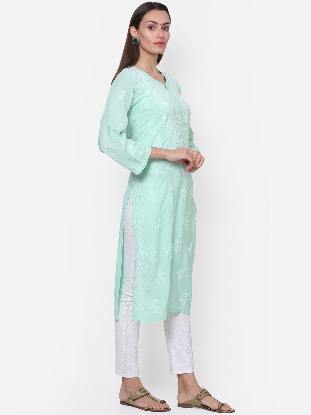 Hand Embroidered Chikankari Modal Straight Kurta- PC3490