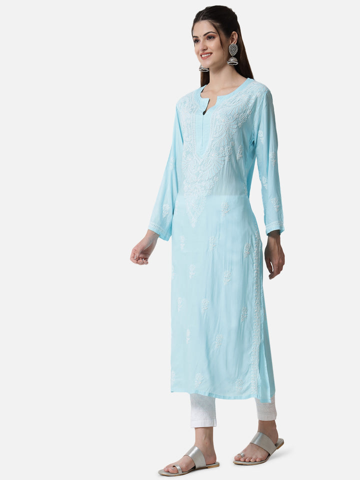 Hand Embroidered Chikankari Modal Straight Kurta- PC3490