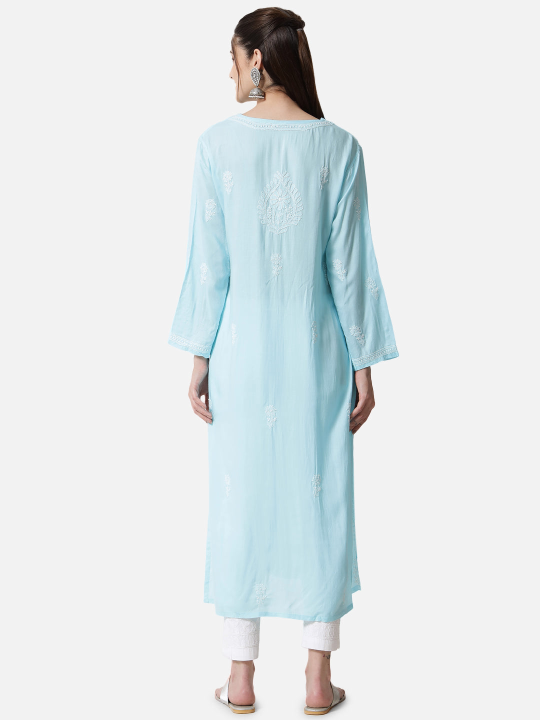 Hand Embroidered Chikankari Modal Straight Kurta- PC3490