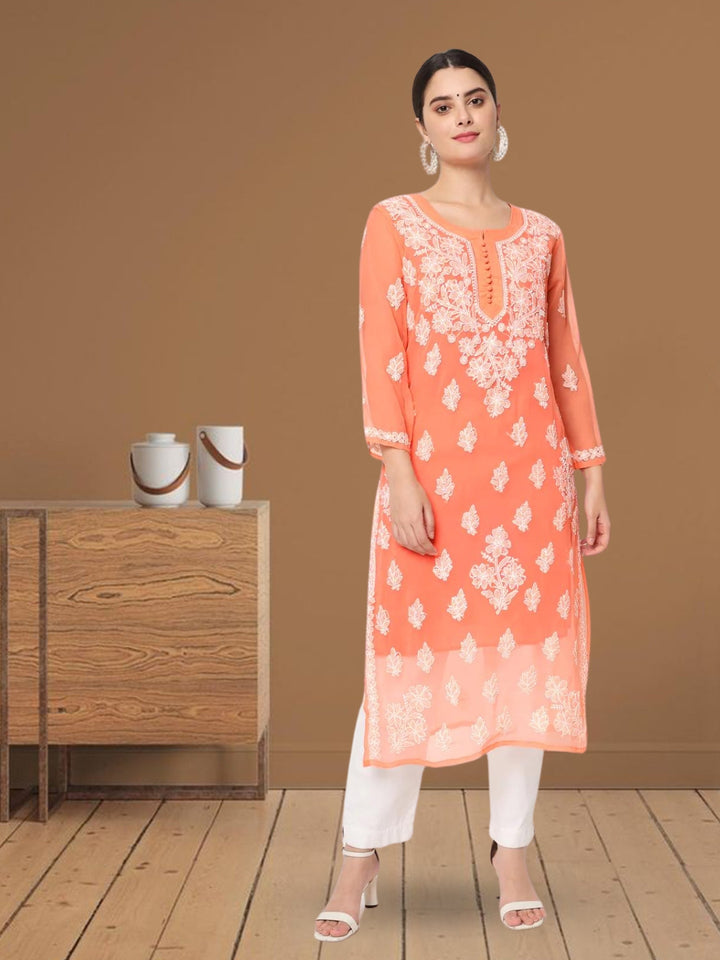 Hand Embroidered Georgette Straight Kurta With Matching Slip-PC3560