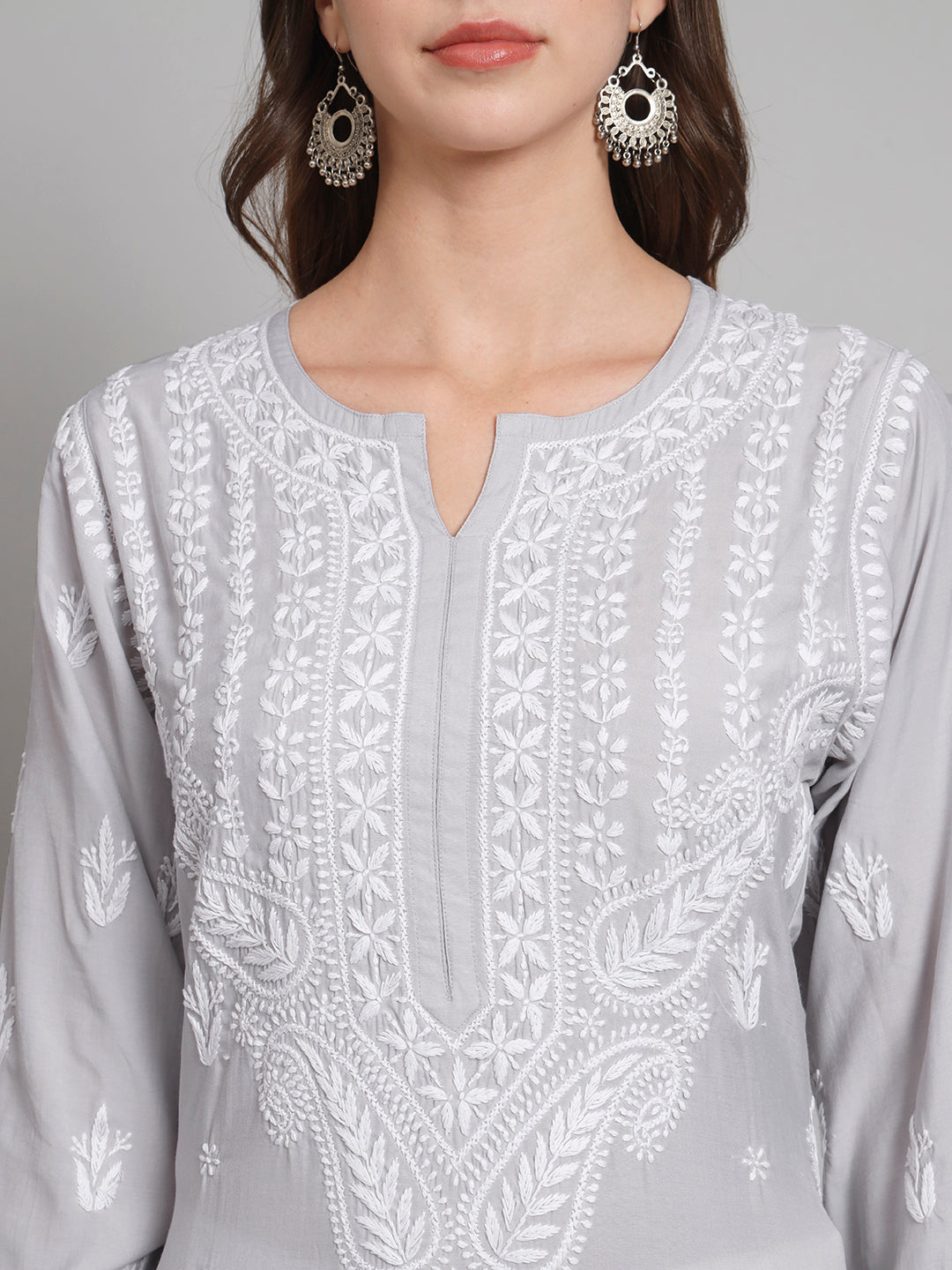 Hand Embroidered Chikankari Modal Straight Kurta- PC3584