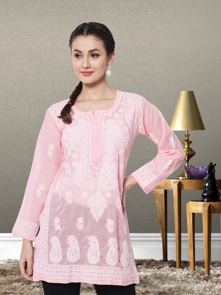 Women Hand Embroidered Chikankari Cotton Kurti PC3595