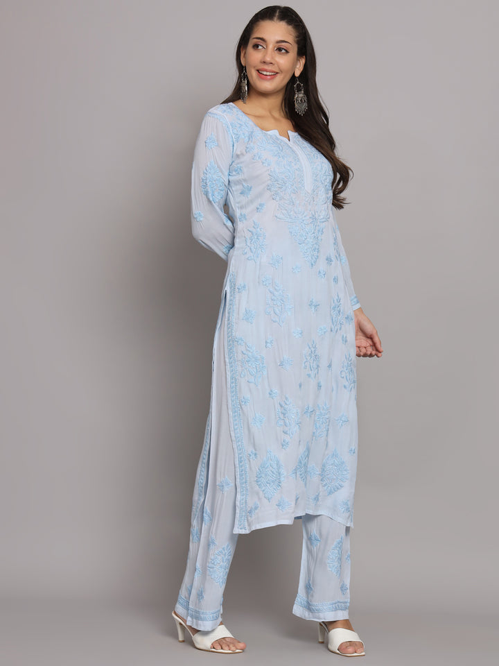 Women Hand Embroidered Chikankari Modal Kurta Set-PC3677