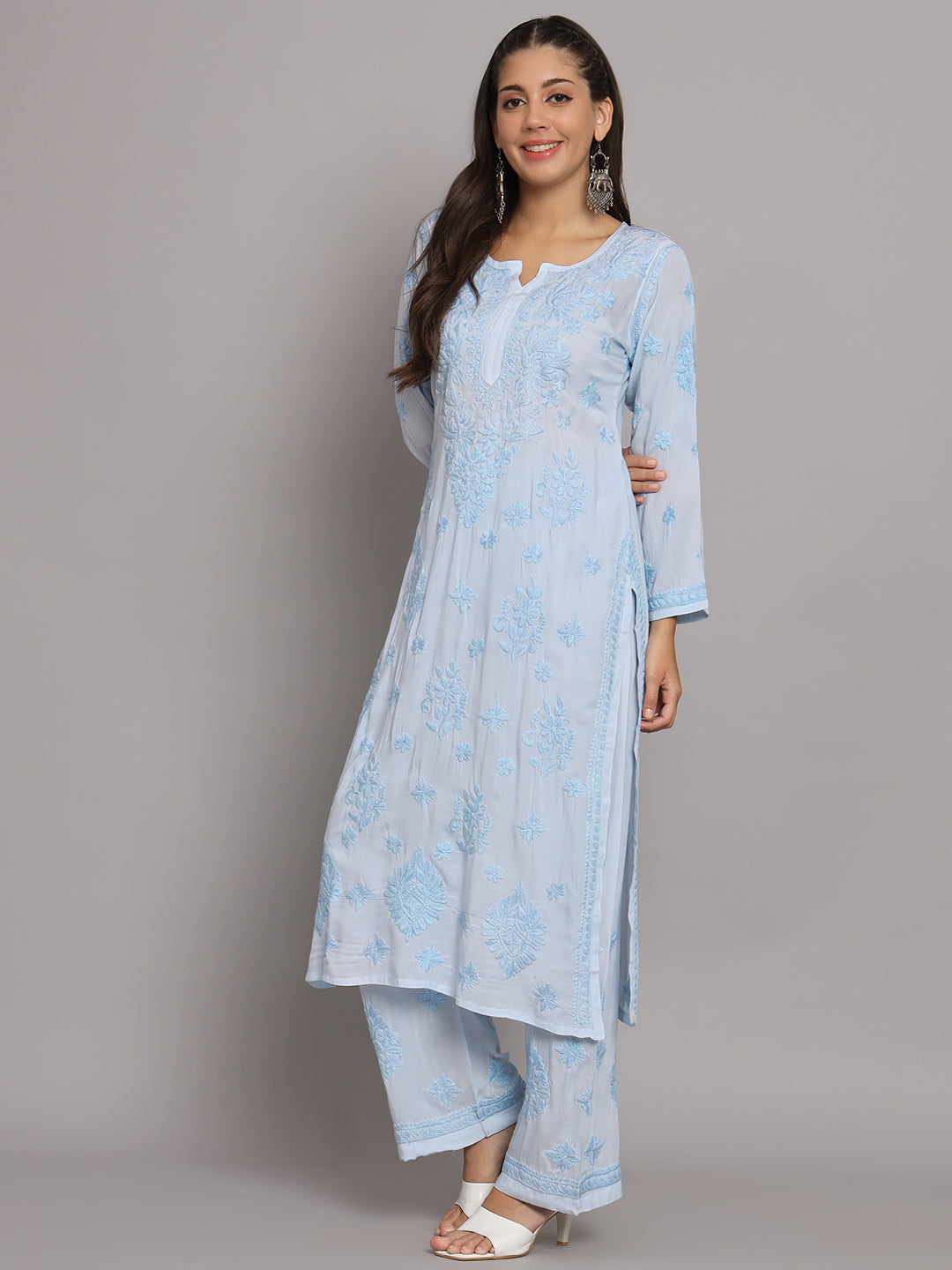 Women Hand Embroidered Chikankari Modal Kurta Set-PC3677