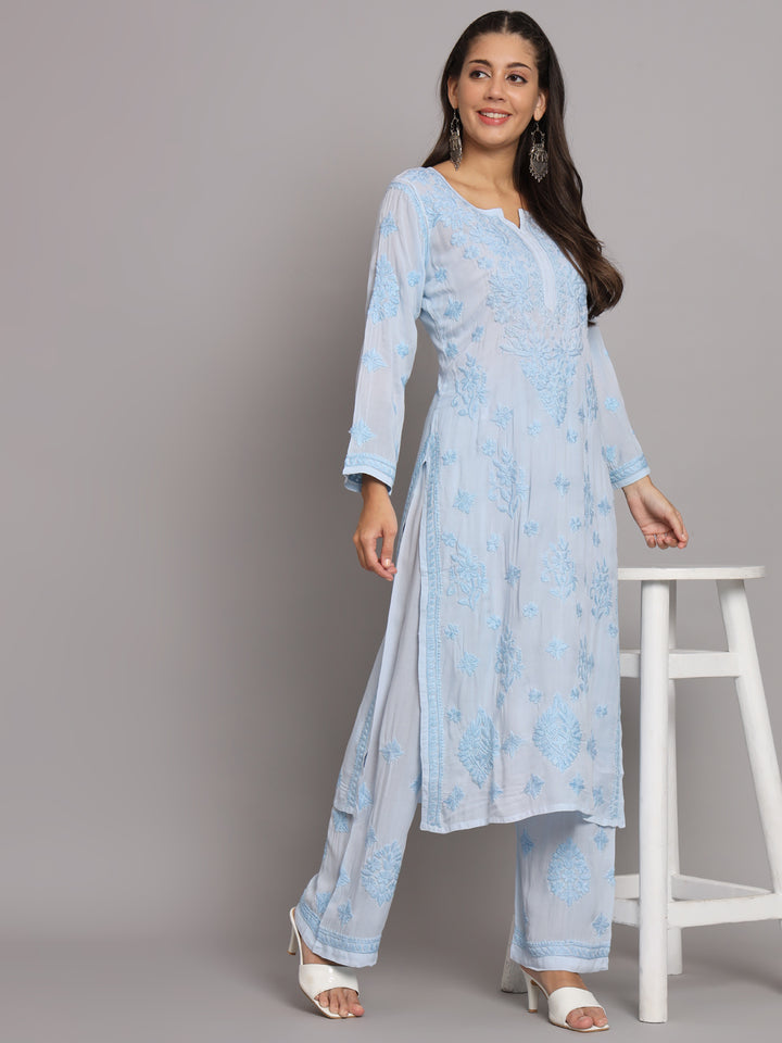 Women Hand Embroidered Chikankari Modal Kurta Set-PC3677