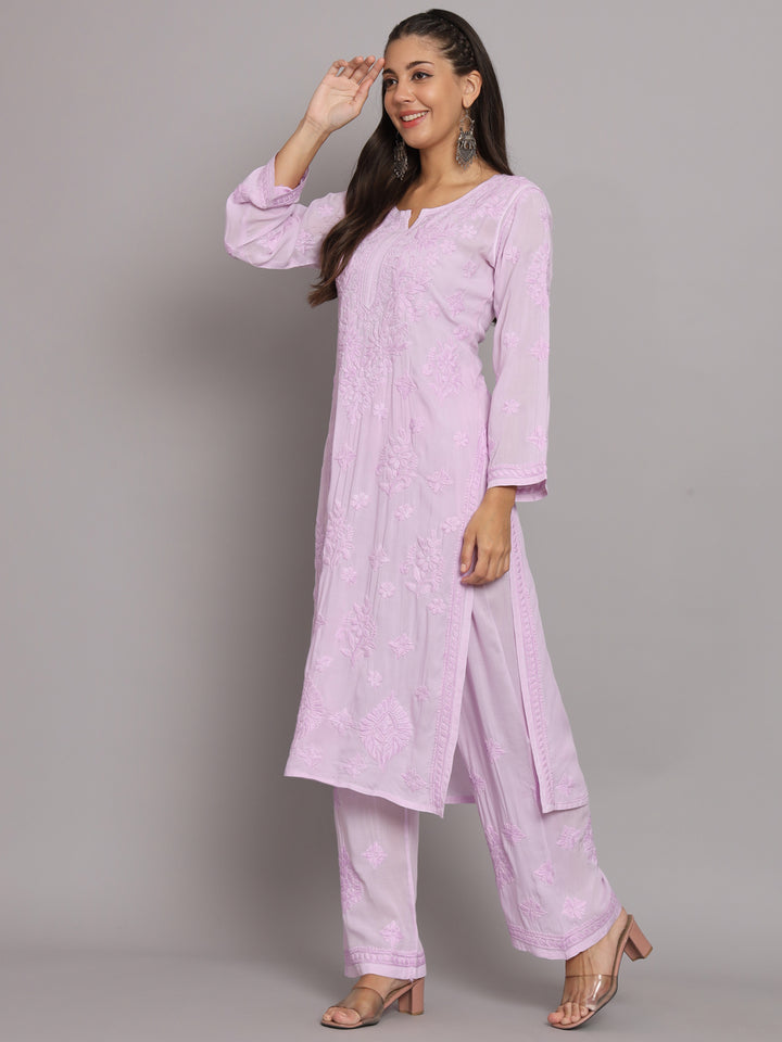 Women Hand Embroidered Chikankari Modal Kurta Set-PC3677