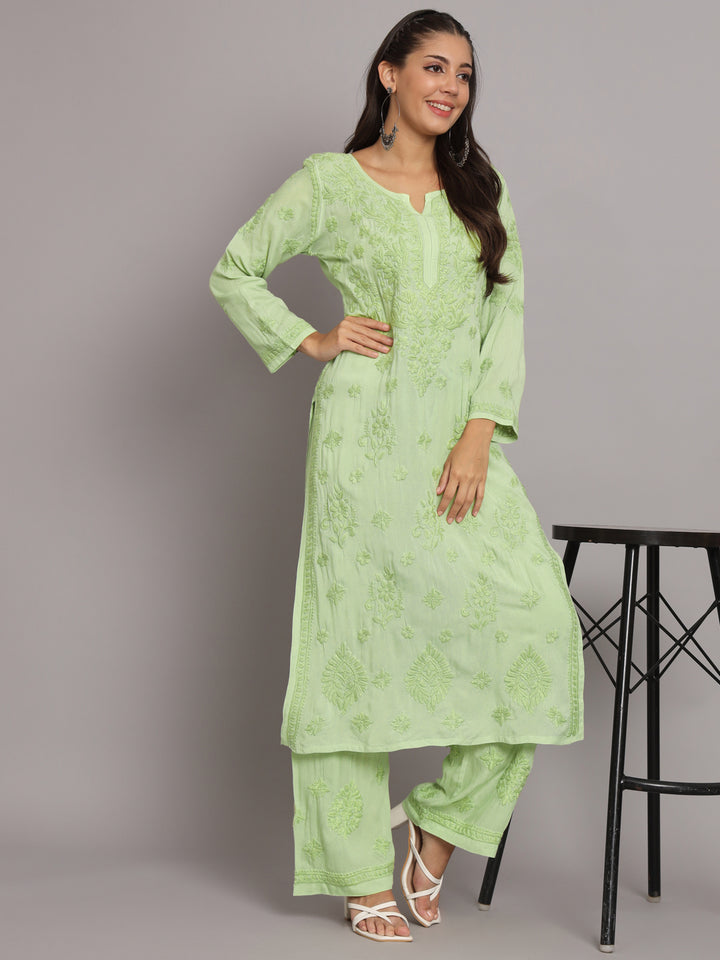 Women Hand Embroidered Chikankari Modal Kurta Set-PC3677