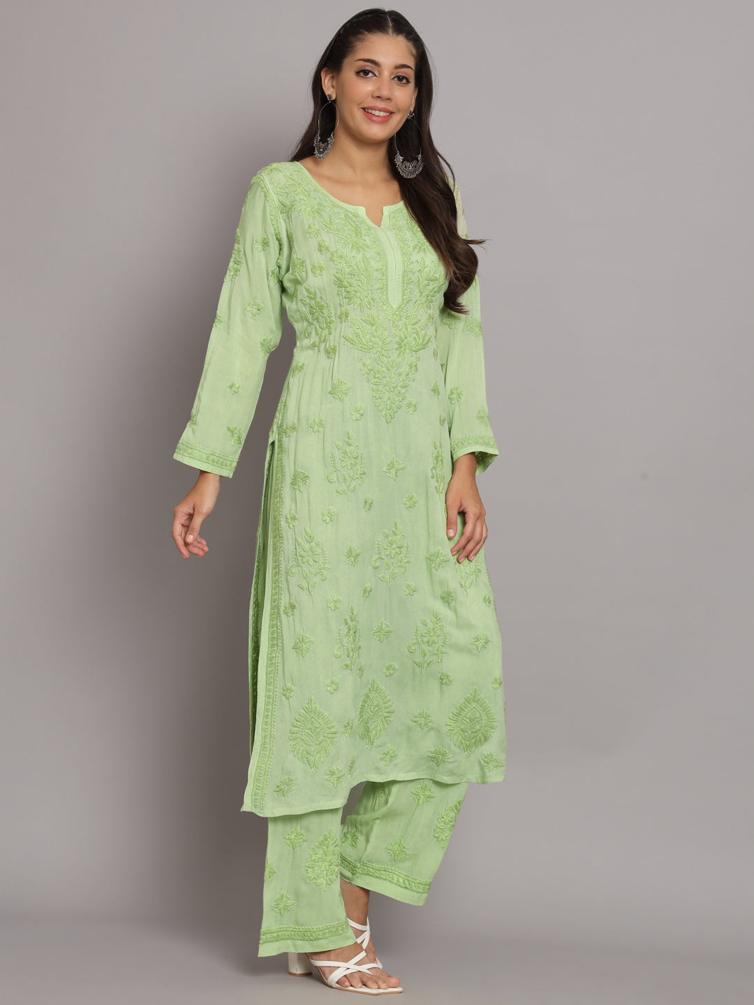 Women Hand Embroidered Chikankari Modal Kurta Set-PC3677