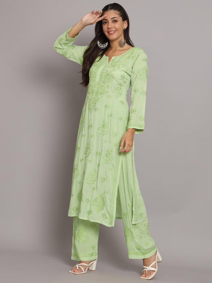 Women Hand Embroidered Chikankari Modal Kurta Set-PC3677