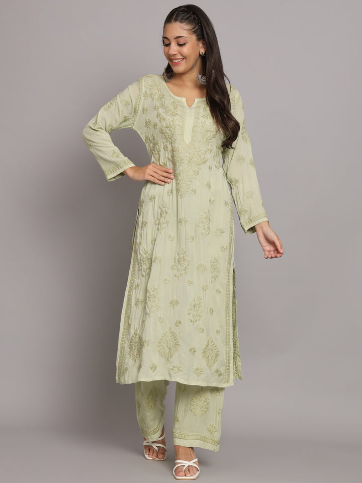 Women Hand Embroidered Chikankari Modal Kurta Set-PC3677