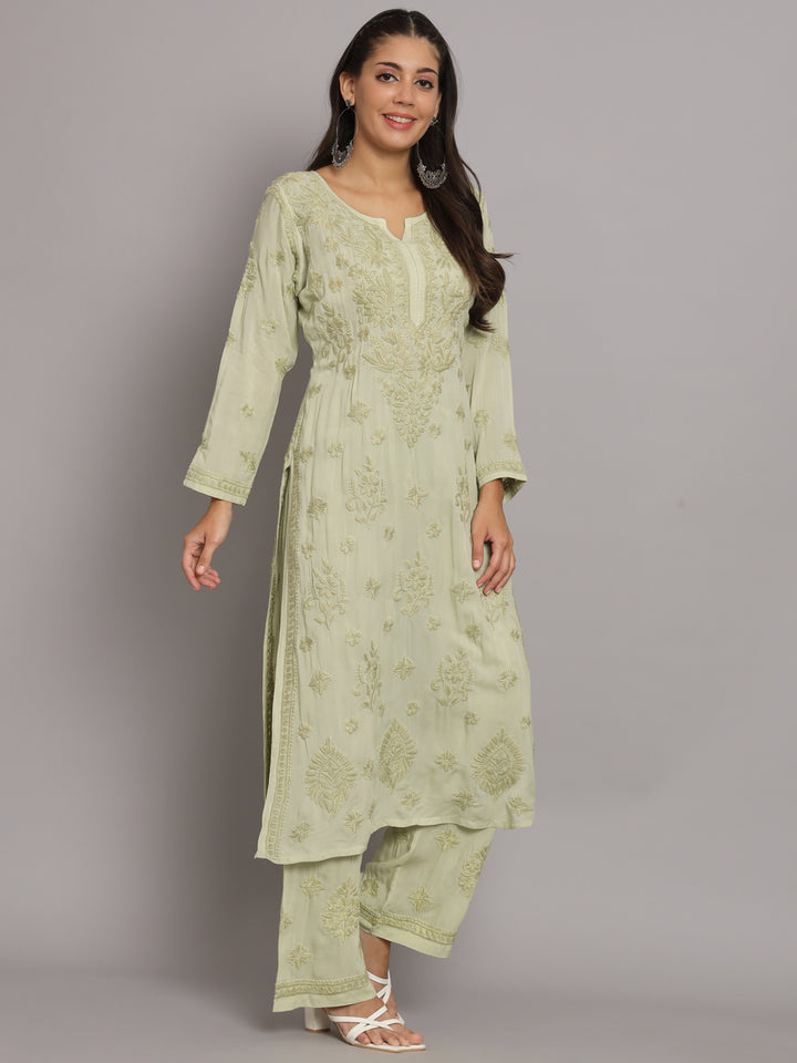 Women Hand Embroidered Chikankari Modal Kurta Set-PC3677