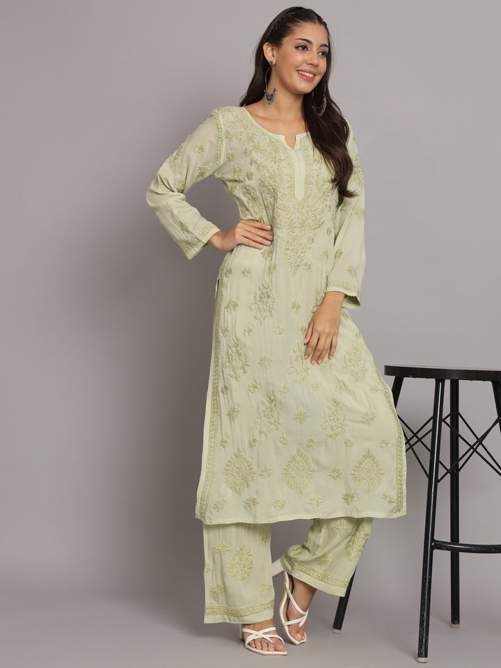 Women Hand Embroidered Chikankari Modal Kurta Set-PC3677