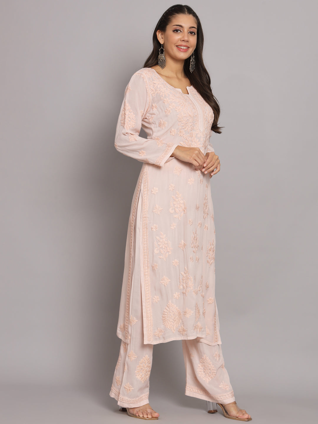 Women Hand Embroidered Chikankari Modal Kurta Set-PC3677