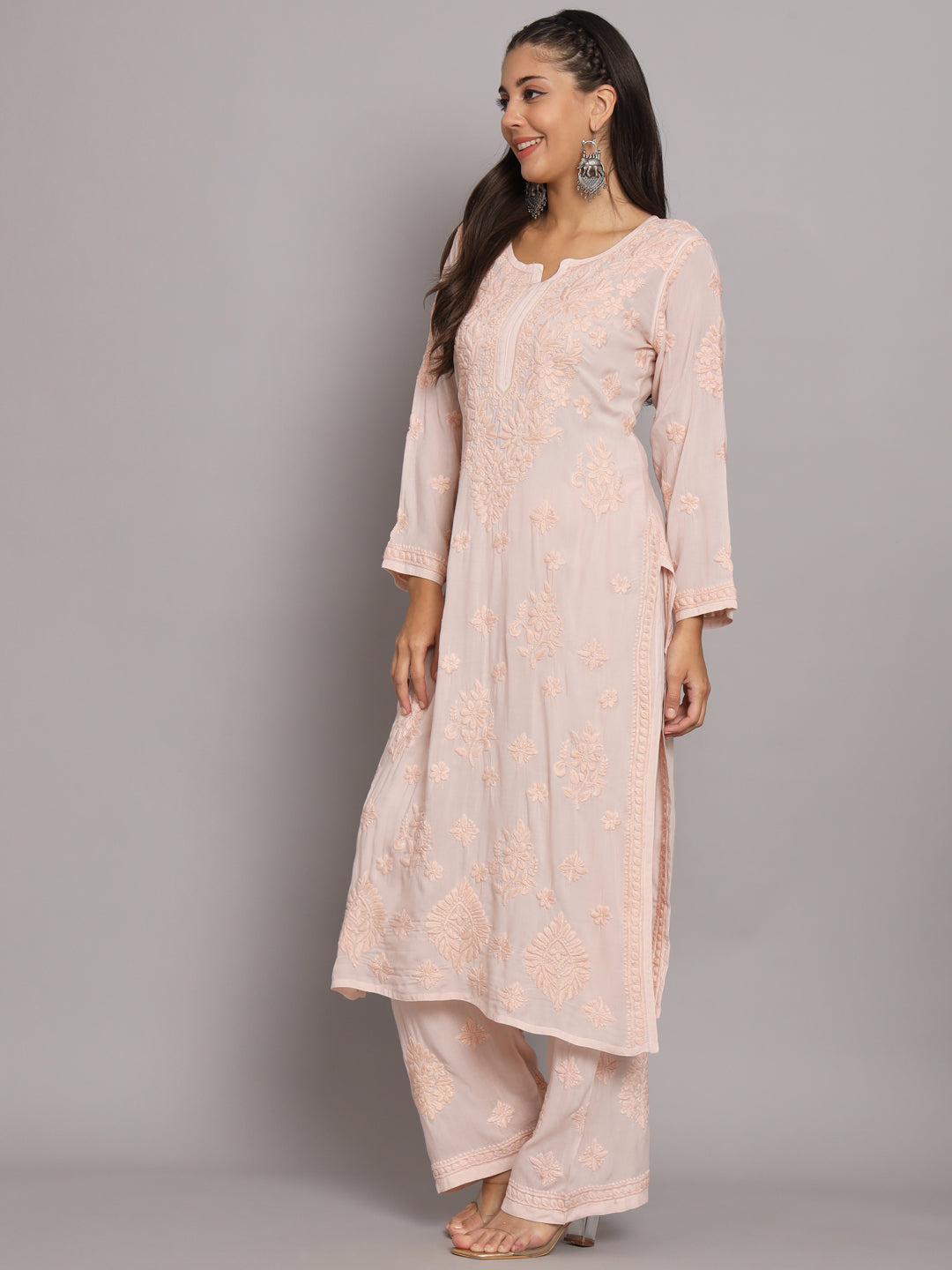 Women Hand Embroidered Chikankari Modal Kurta Set-PC3677