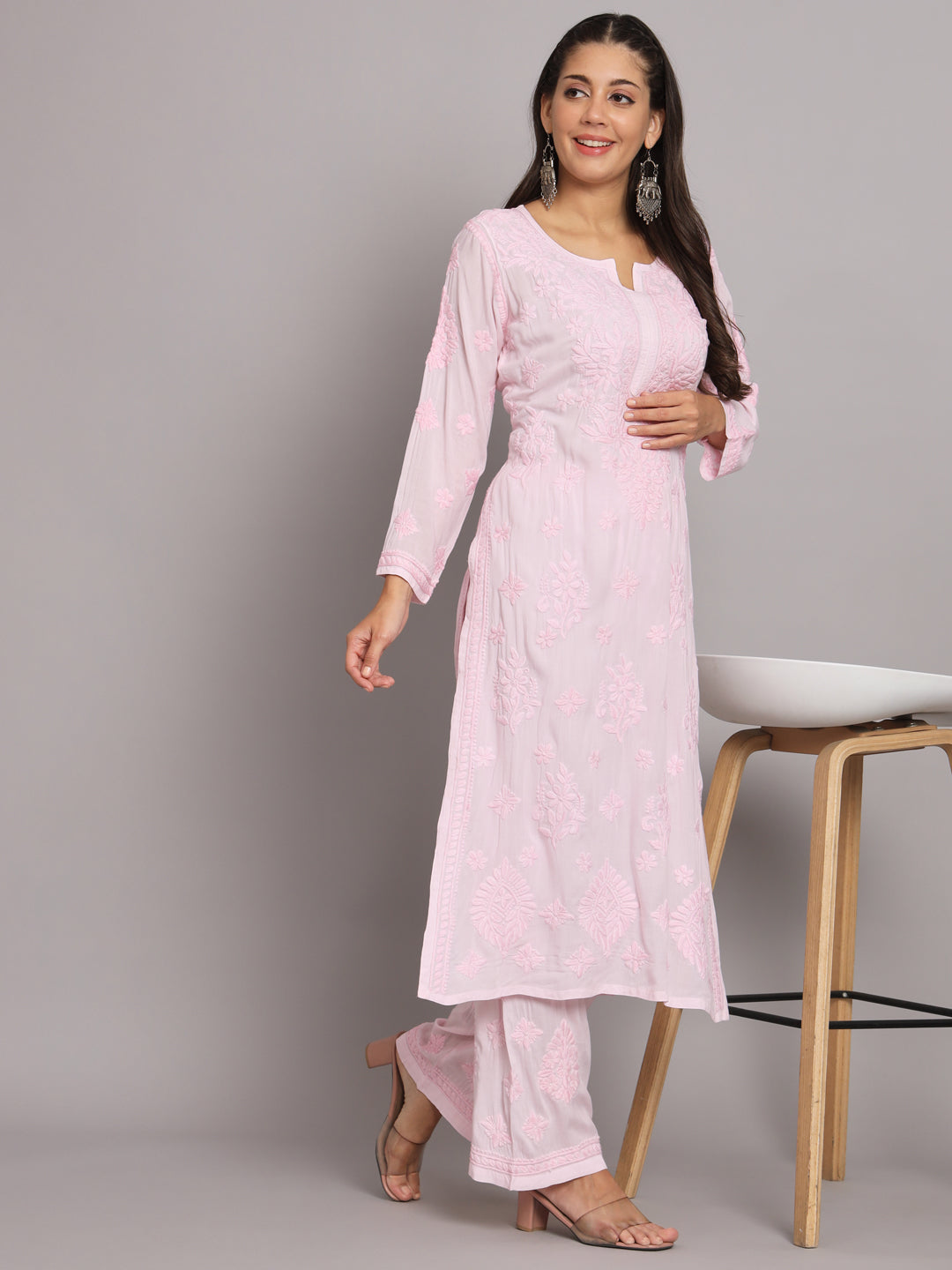 Women Hand Embroidered Chikankari Modal Kurta Set-PC3677