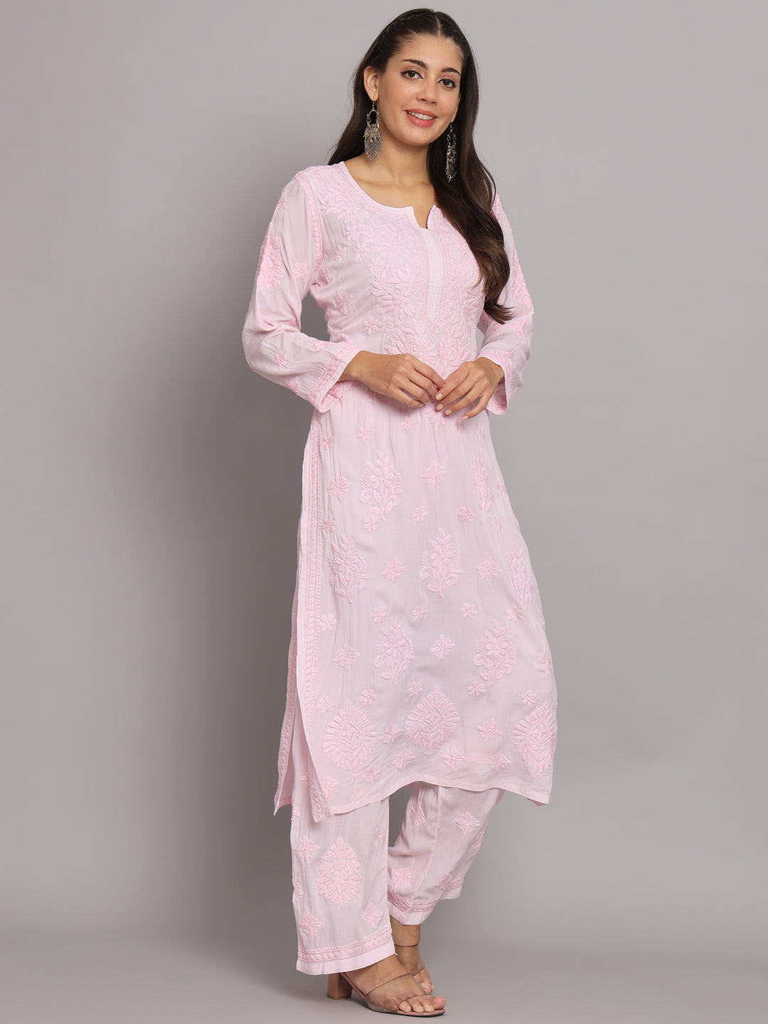 Women Hand Embroidered Chikankari Modal Kurta Set-PC3677