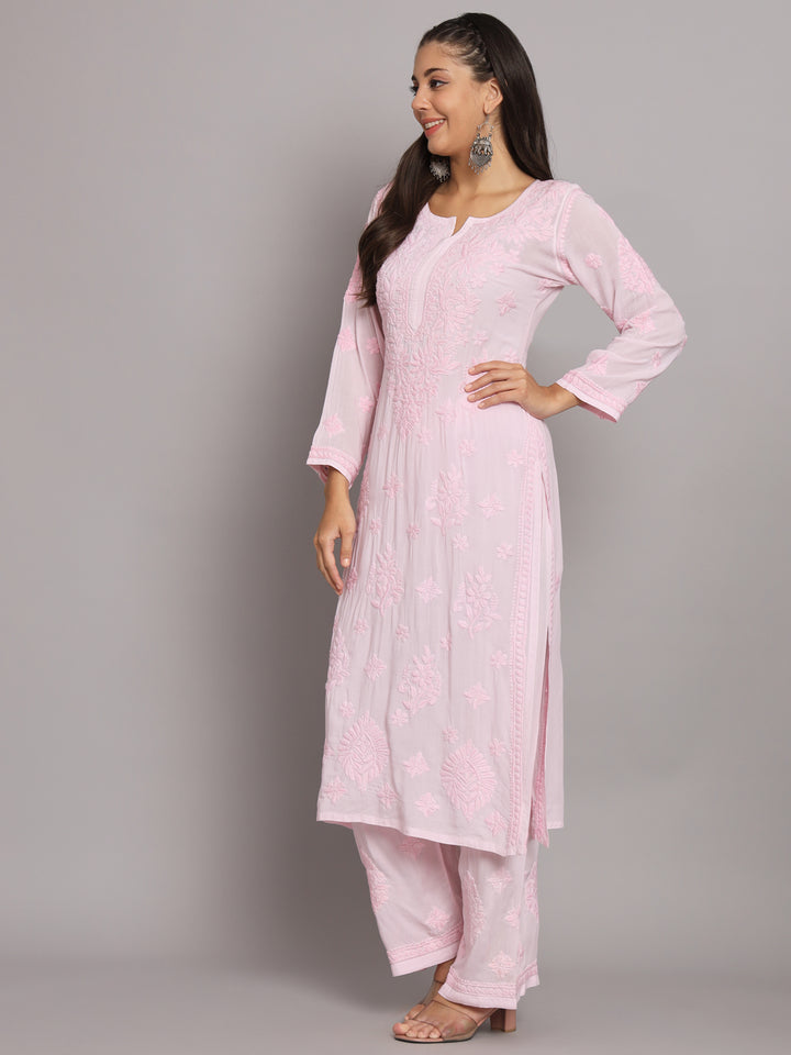 Women Hand Embroidered Chikankari Modal Kurta Set-PC3677