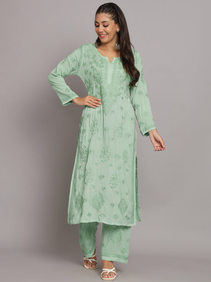 Women Hand Embroidered Chikankari Modal Kurta Set-PC3677