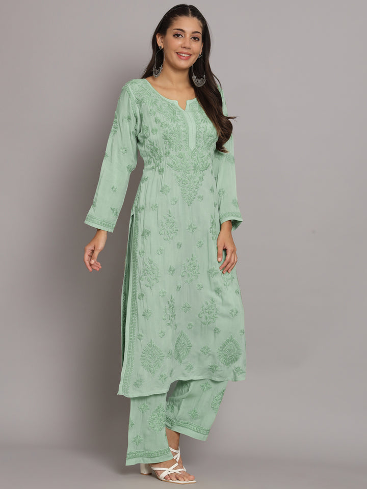 Women Hand Embroidered Chikankari Modal Kurta Set-PC3677