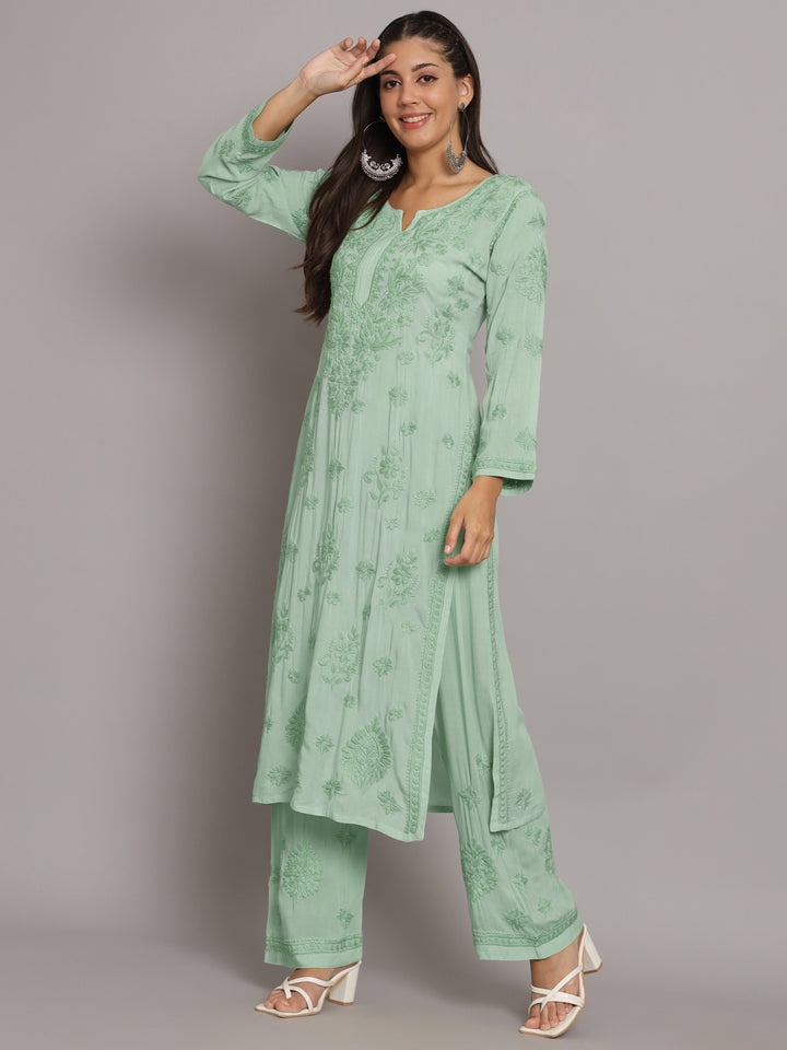 Women Hand Embroidered Chikankari Modal Kurta Set-PC3677