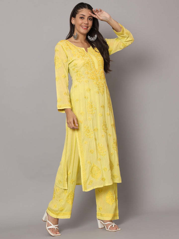 Women Hand Embroidered Chikankari Modal Kurta Set-PC3677