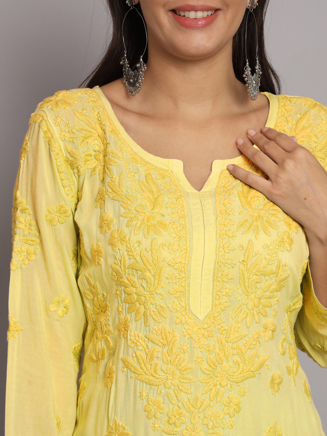 Women Hand Embroidered Chikankari Modal Kurta Set-PC3677