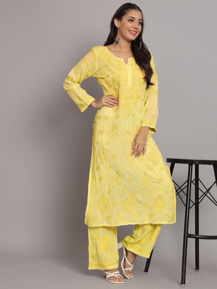 Women Hand Embroidered Chikankari Modal Kurta Set-PC3677