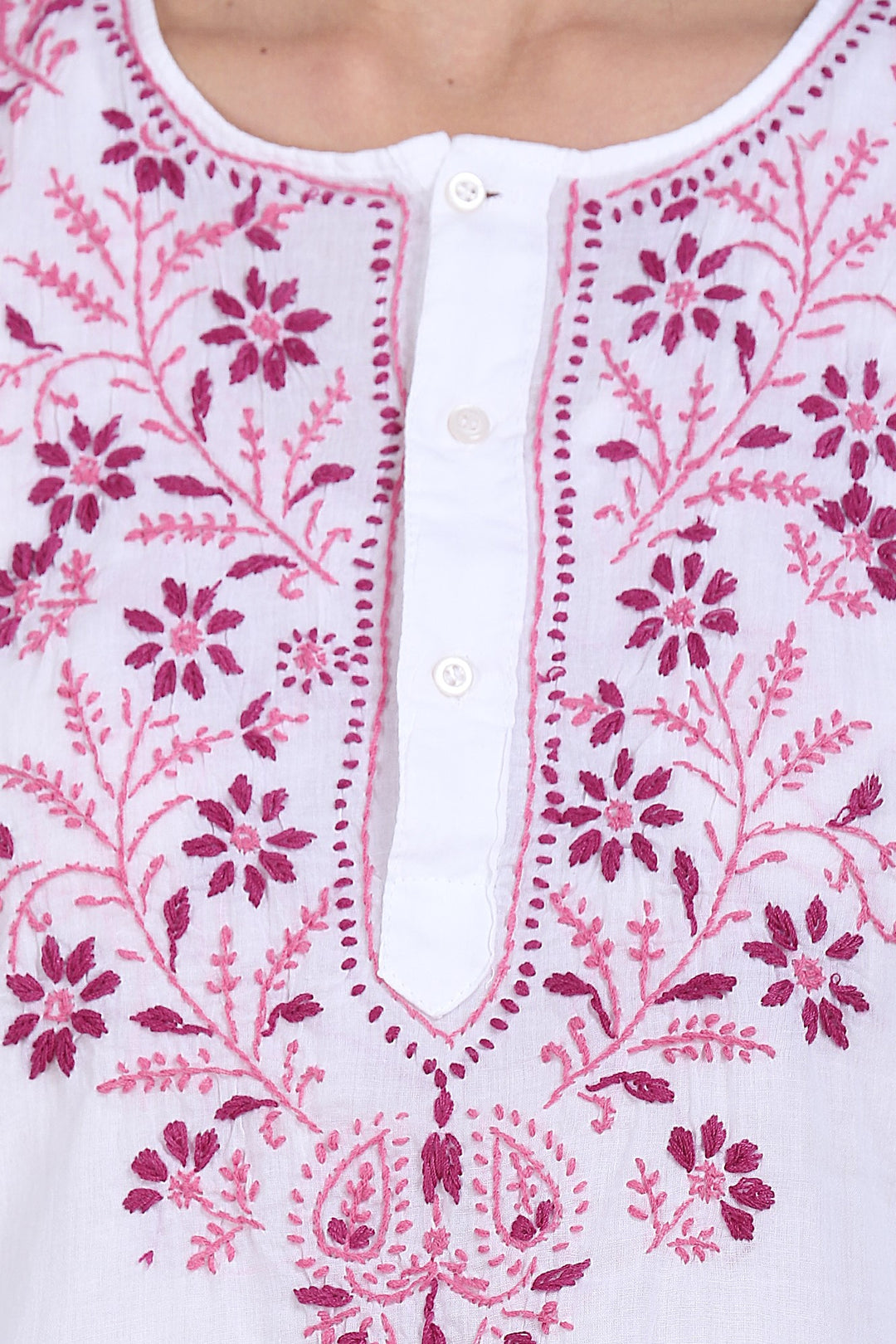 Women Hand Embroidered Chikankari Cotton Kurti SM125