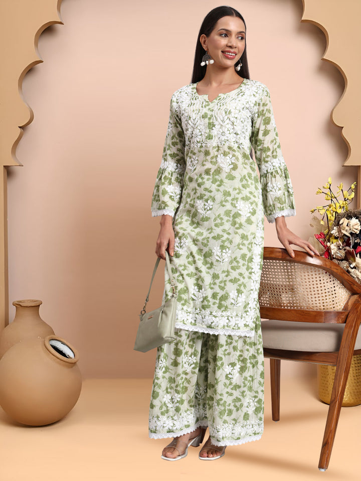 Women Hand Embroidered Chikankari Cotton kurta Shara set PC4099KS