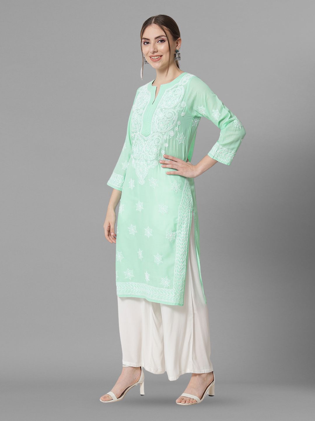 Hand Embroidered Cotton Straight Kurta-PC3435