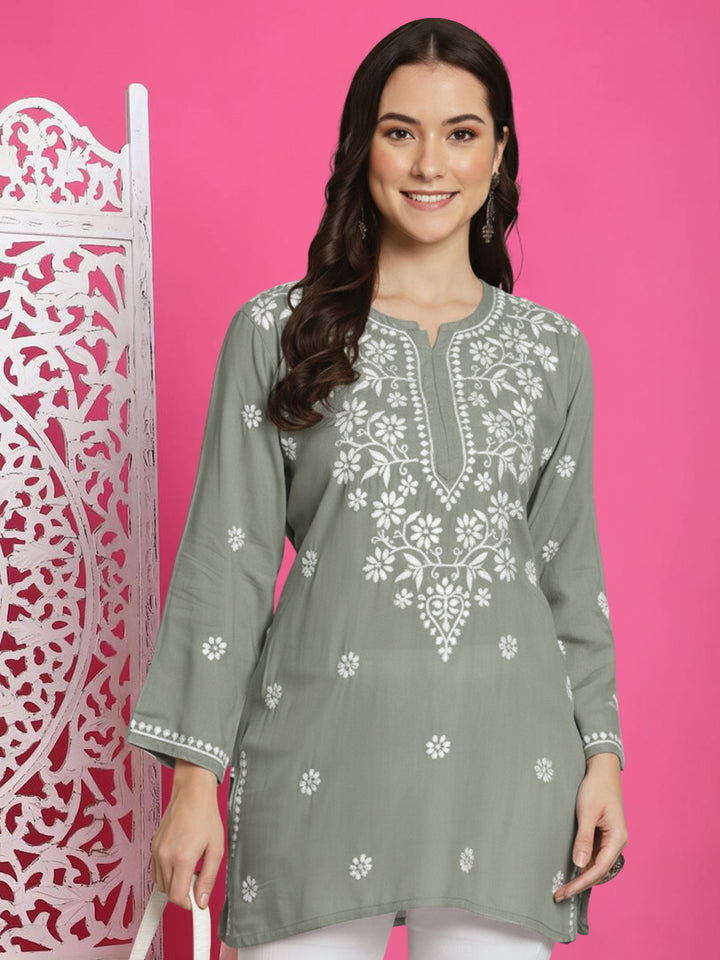 Women Hand Embroidered Chikankari Modal Kurti PC3611