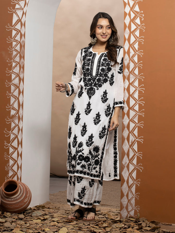 Women Hand Embroidered Chikankari Muslin Kurta Set-PC3642KS