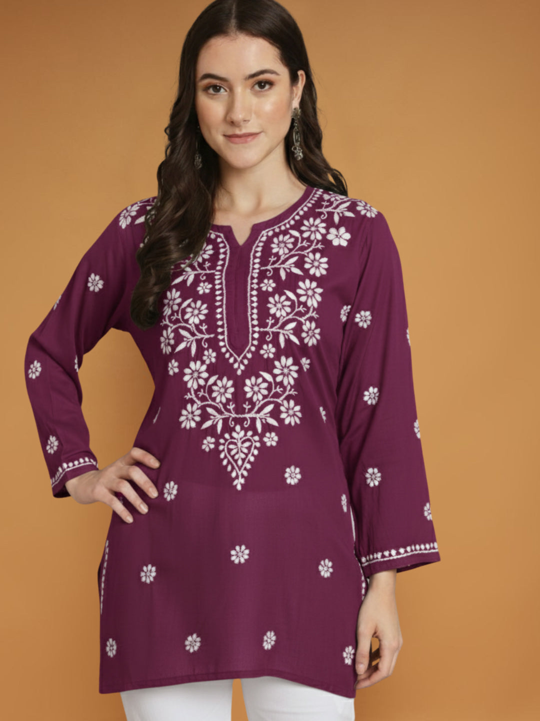 Women Hand Embroidered Chikankari Modal Kurti PC3611