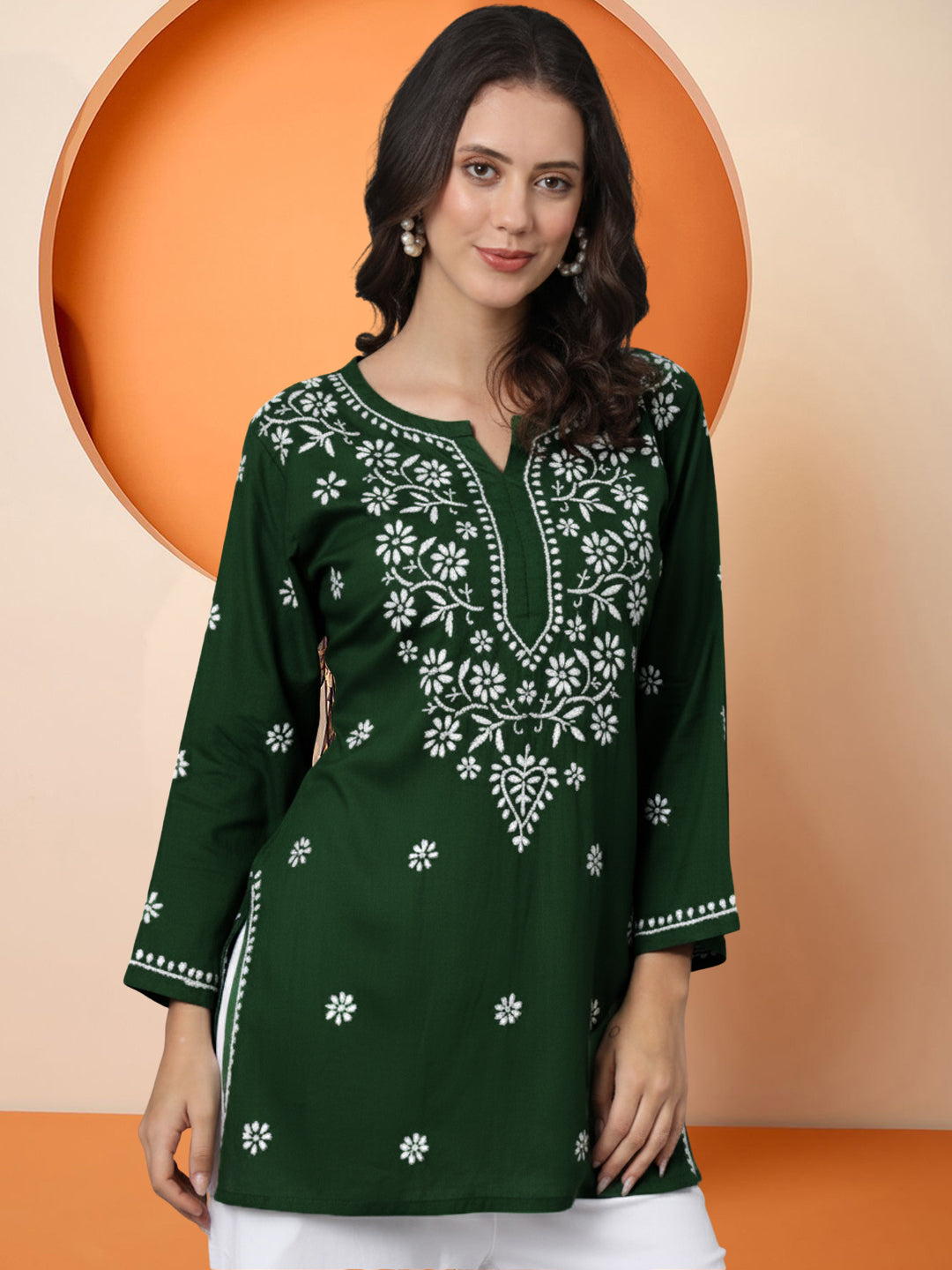 Women Hand Embroidered Chikankari Modal Kurti PC3611