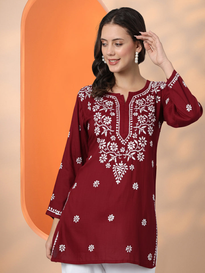 Women Hand Embroidered Chikankari Modal Kurti PC3611
