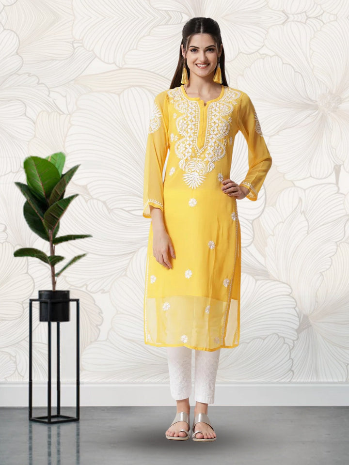 Hand Embroidered Georgette Straight Kurta With Matching Slip-PC3512