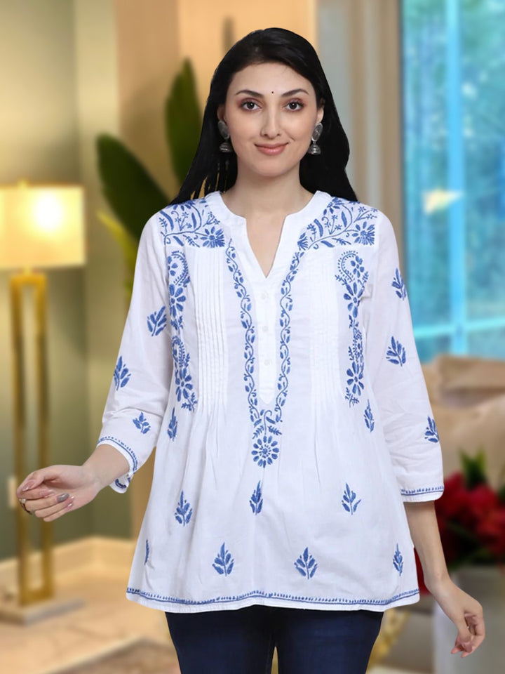 Women Hand Embroidered Chikankari Cotton Kurti PC1958S