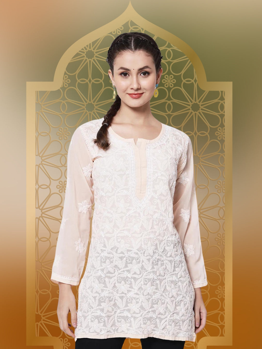 Women Hand Embroidered Chikankari Cotton Kurti PC3591