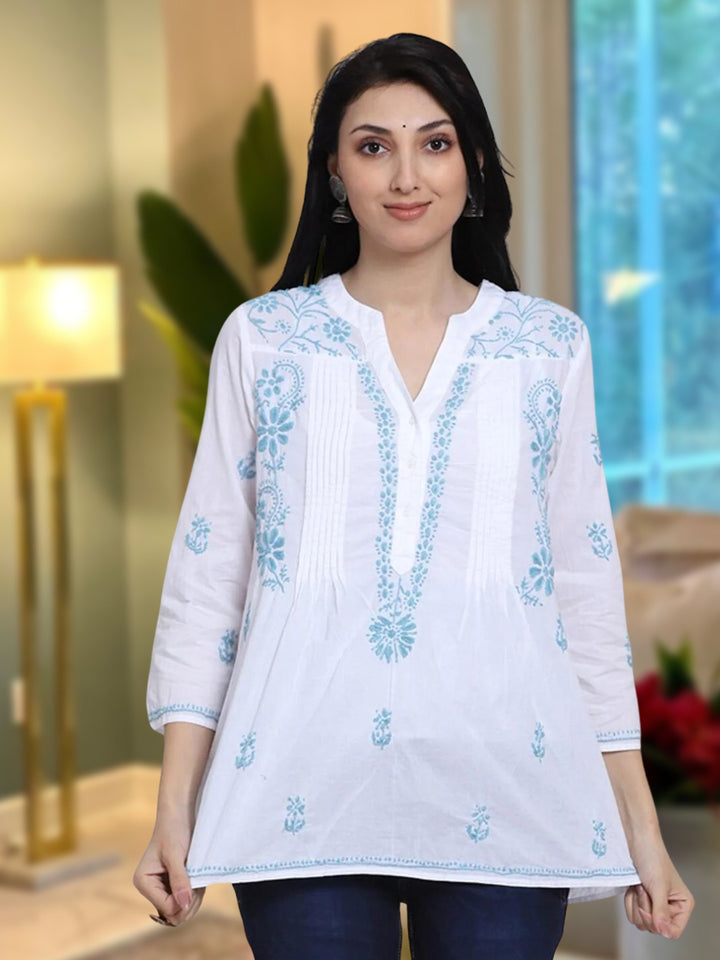 Women Hand Embroidered Chikankari Cotton Kurti PC1958S