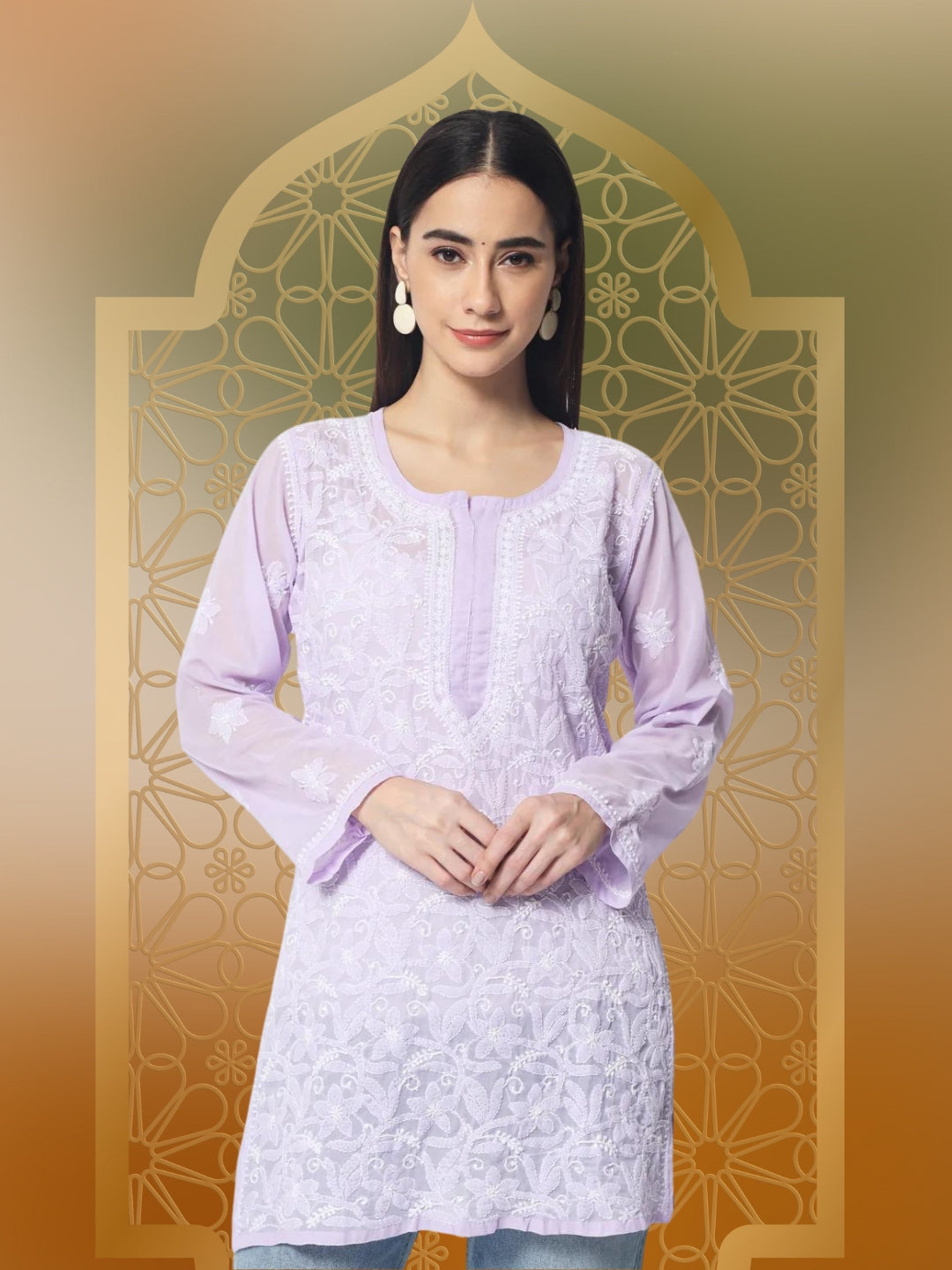 Women Hand Embroidered Chikankari Cotton Kurti PC3591