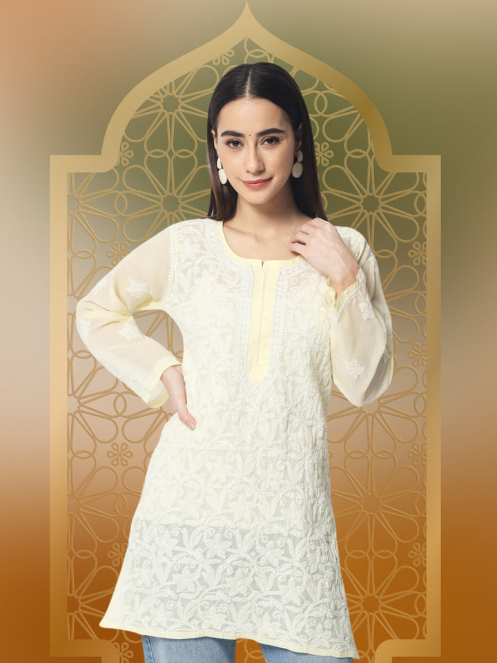 Women Hand Embroidered Chikankari Cotton Kurti PC3591