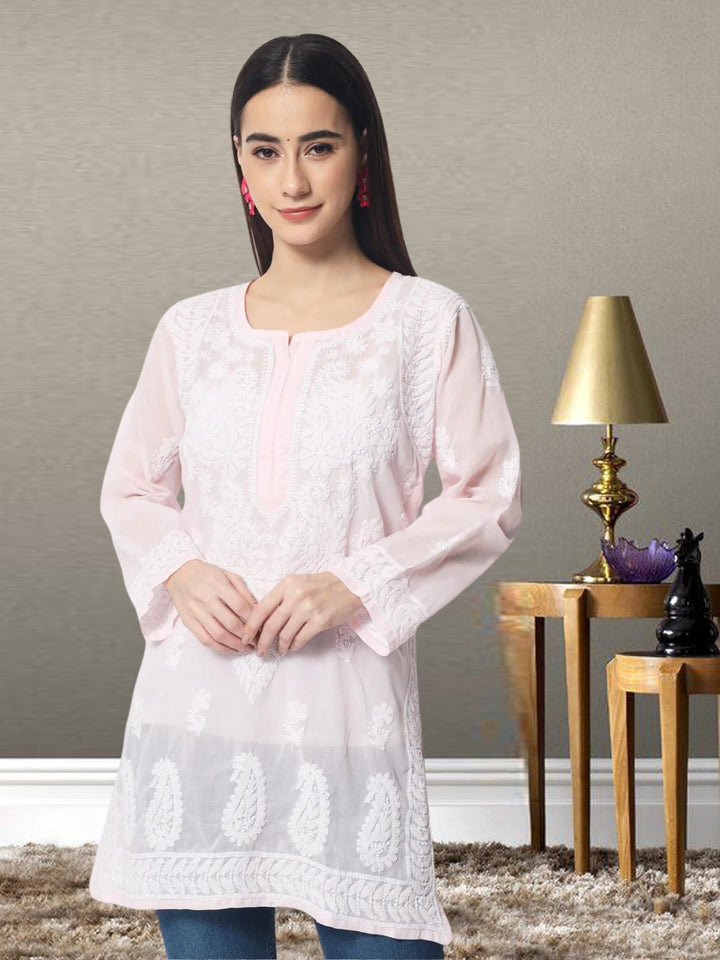 Women Hand Embroidered Chikankari Cotton Kurti PC3595