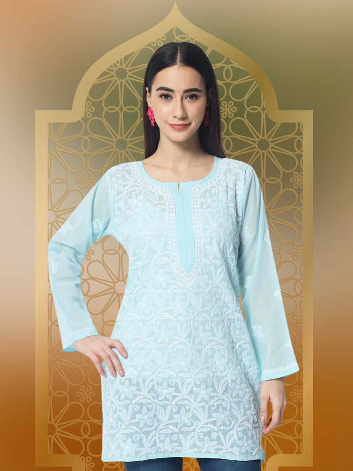 Women Hand Embroidered Chikankari Cotton Kurti PC3591