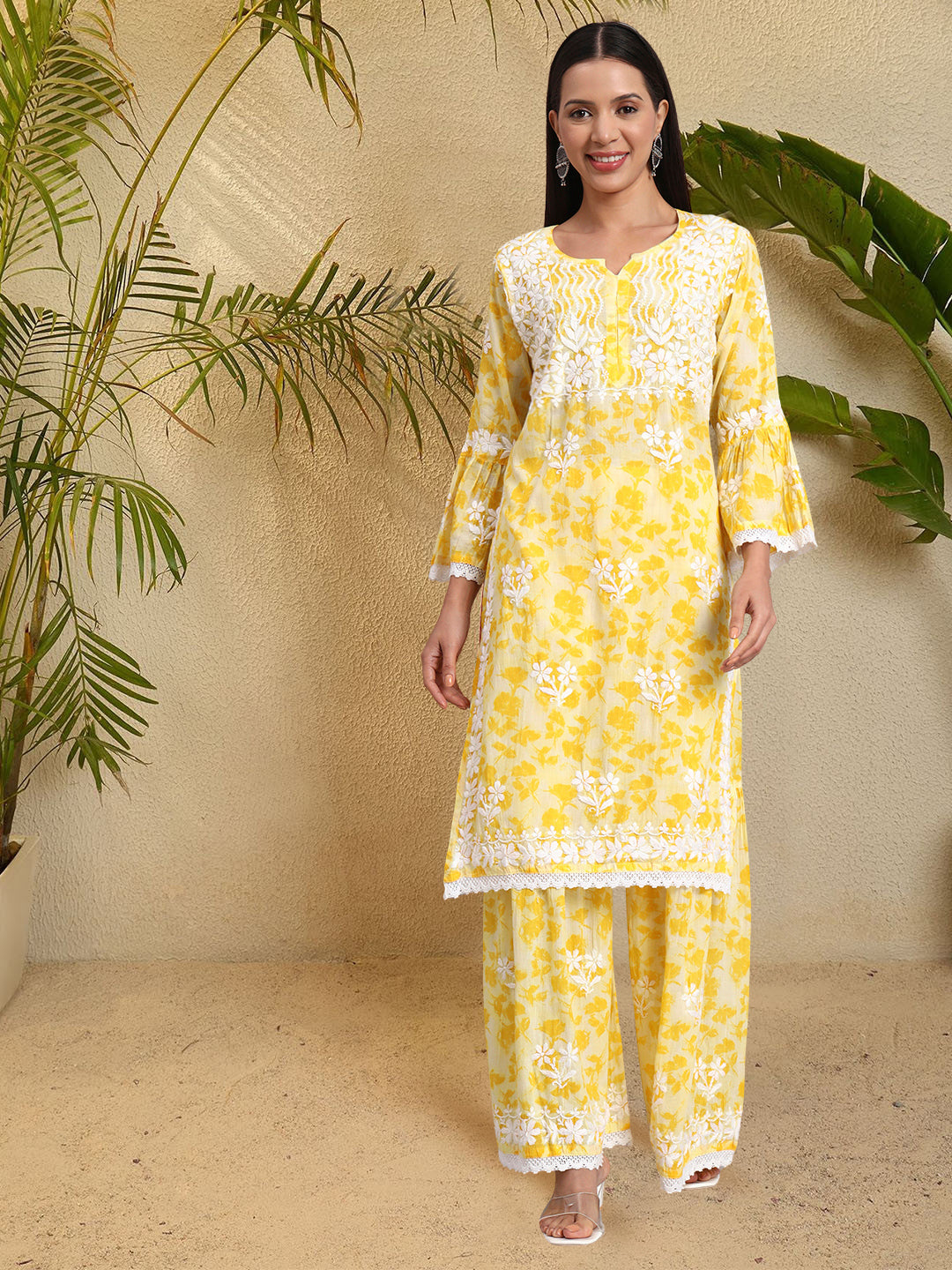 Women Hand Embroidered Chikankari Cotton kurta Shara set PC4099KS