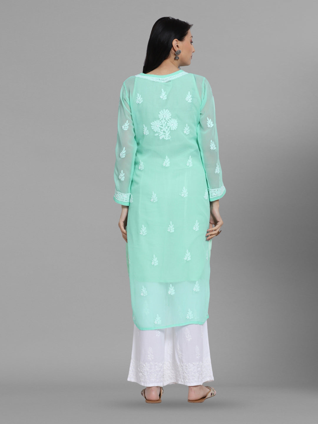 Women Hand Embroidered Chikankari Georgette Straight Kurta with Matching Slip PC3511