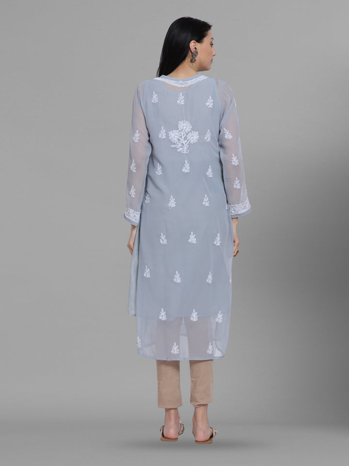 Women Hand Embroidered Chikankari Georgette Straight Kurta with Matching Slip PC3511