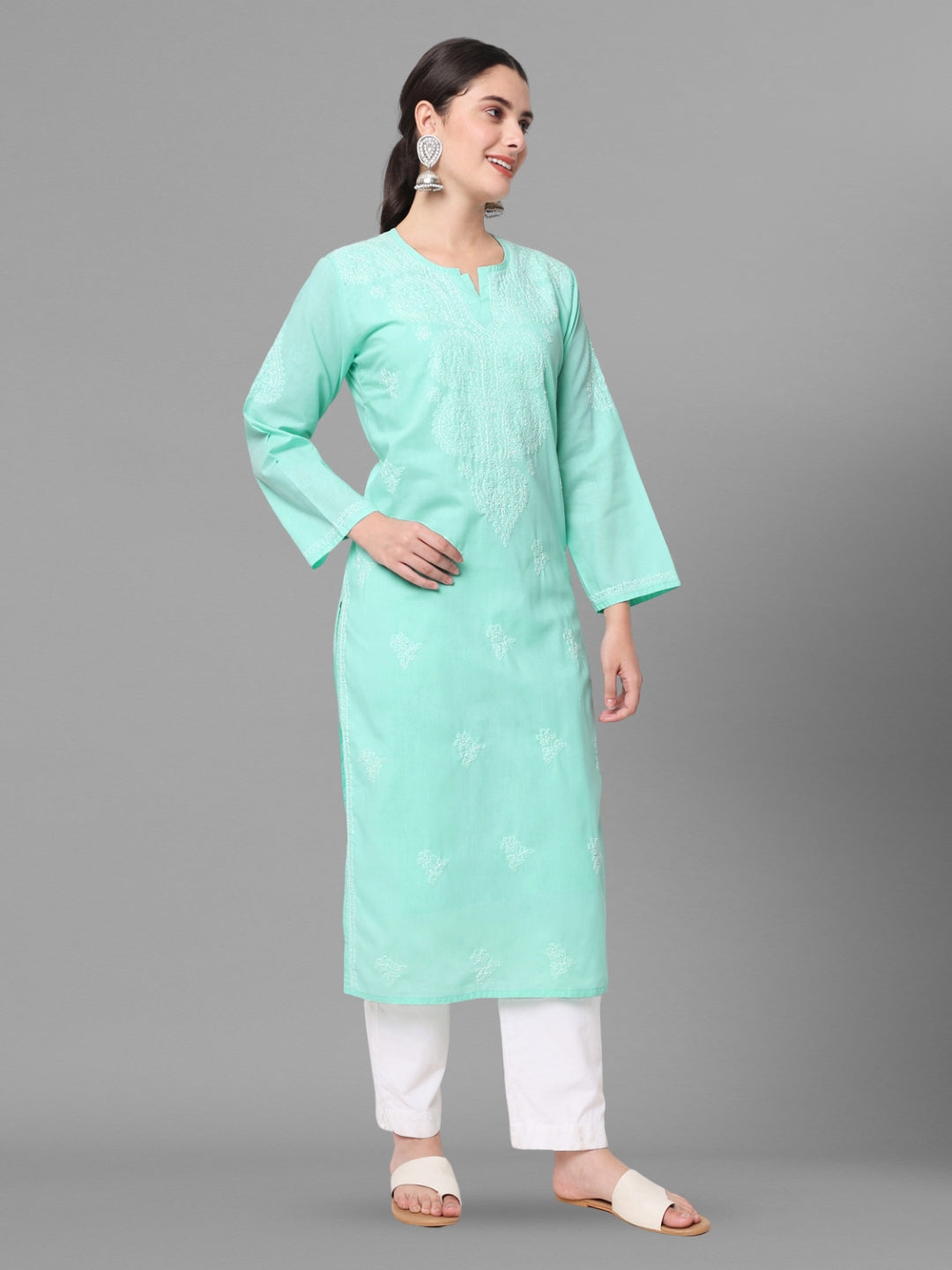 Women Chikankari Embroidered Cotton Chikankari Kurta PC3578