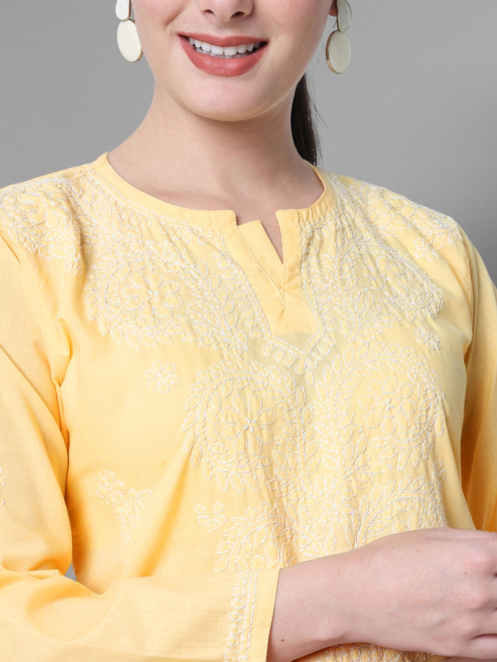 Women Chikankari Embroidered Cotton Chikankari Kurta PC3578